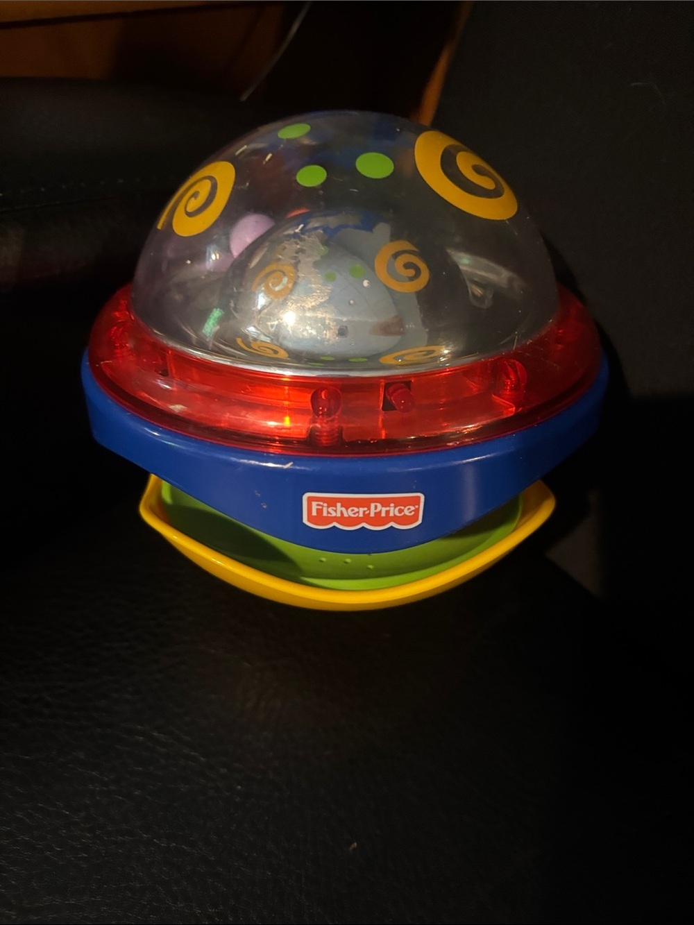 Vintage Fisher-Price Blue & Red Light-Up Spinning Toy for Kids